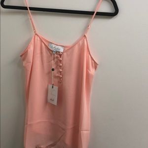 L’academie pink silk cami with buttons